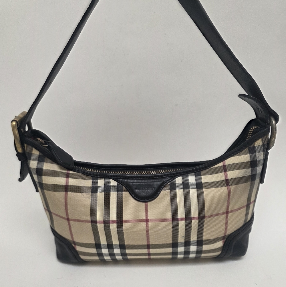 Plaid Shoulder Bag - Black and Cream